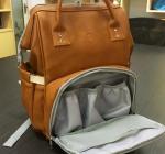 Brown PU Leather Baby Bag Backpack , Unisex Maternity Diaper Bags For Mom And
