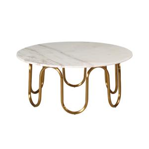 Wholesale Satin White Marble Top Coffee Table Gold Stainless Steel Central Coffee Table from china suppliers