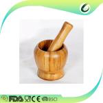Large Wooden Mortar And Pestle , Reusable 100% Bamboo Wooden Garlic Press