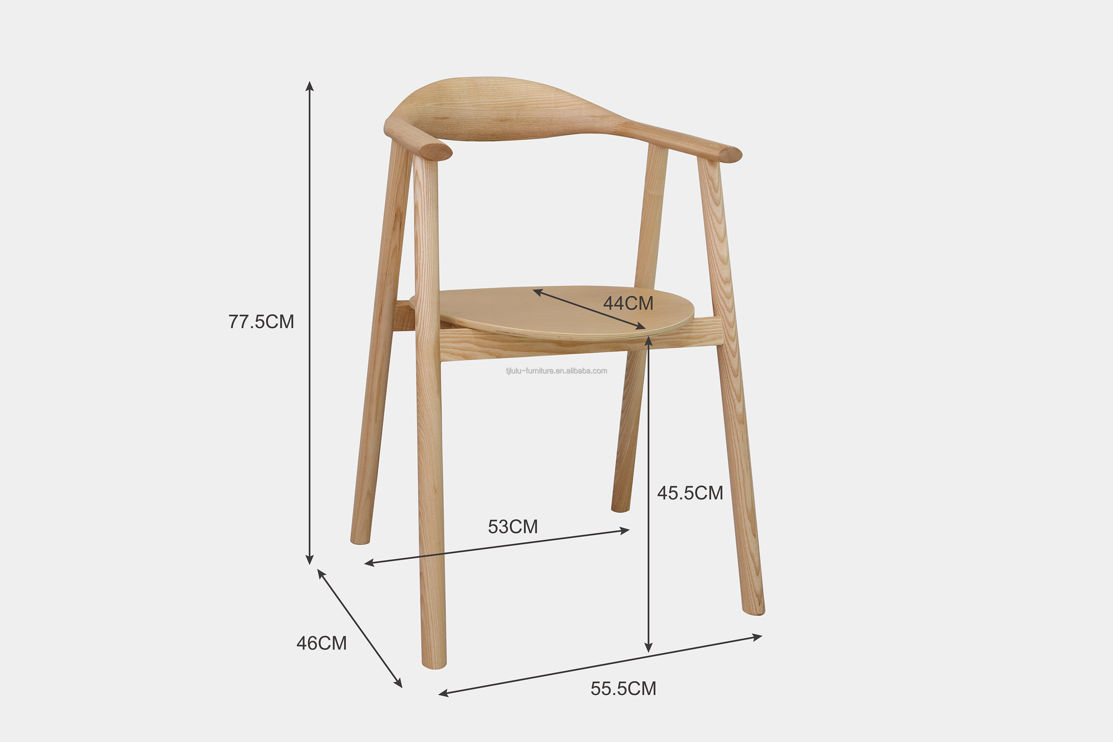 Fully Assembled High Back Solid Ash Wood Dining Chair for Home Furniture in Modern Restaurant