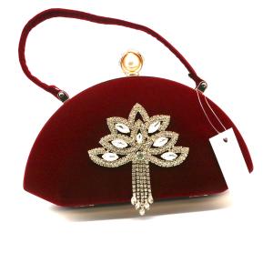Wholesale Dinner Evening Clutch Handbag Red Fluff Fabrics Inlaid Diamond Stream Soviet from china suppliers