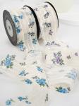 Flower Printed Personalized Organza Ribbon 4cm Flora Ivory Organza Ribbon