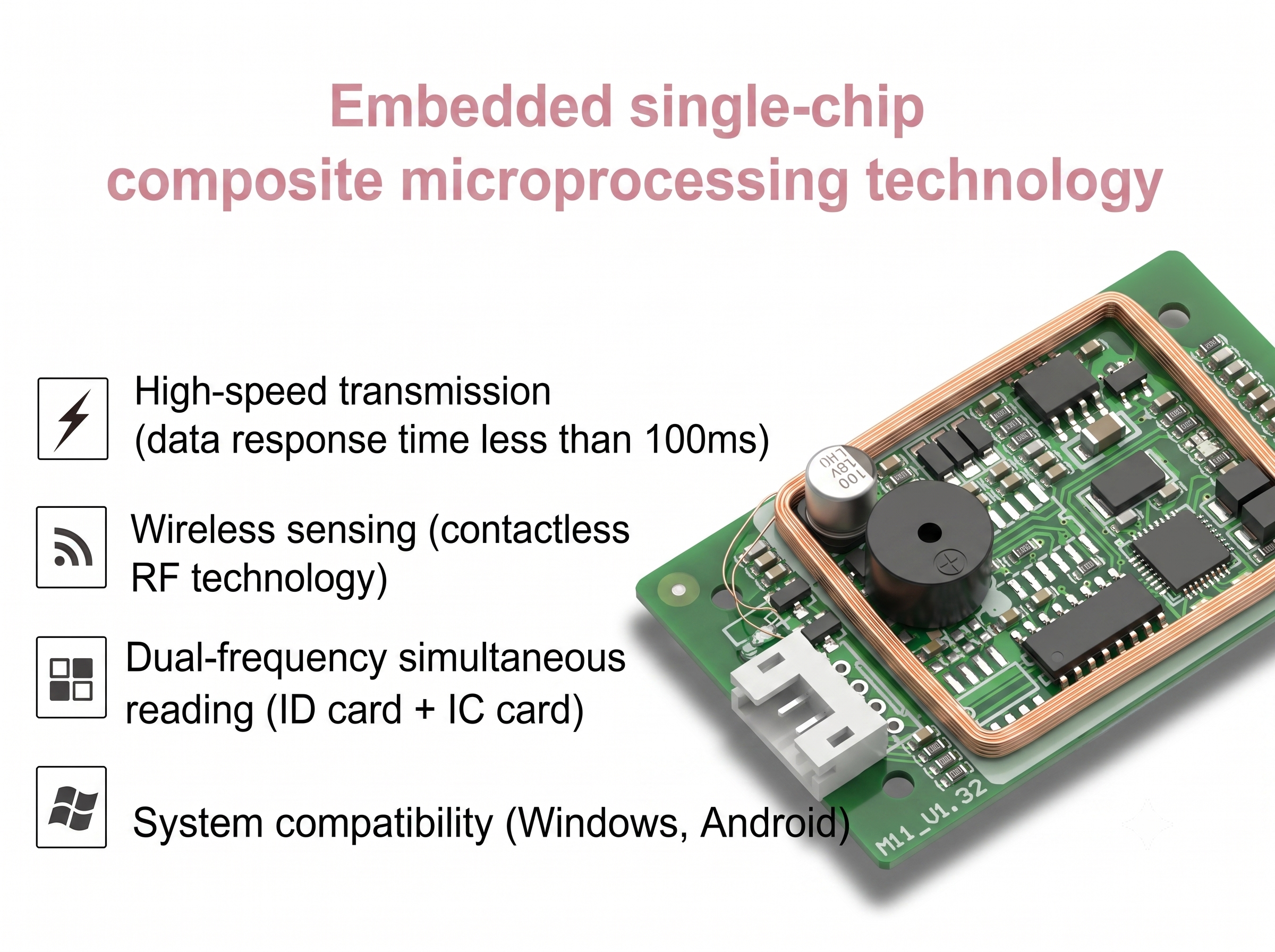 M11-WF-UH-00 RFID Card Reader Module Dual-Frequency Combined ID Card + IC Card Reader USB Plug-and-Play Driver-Free