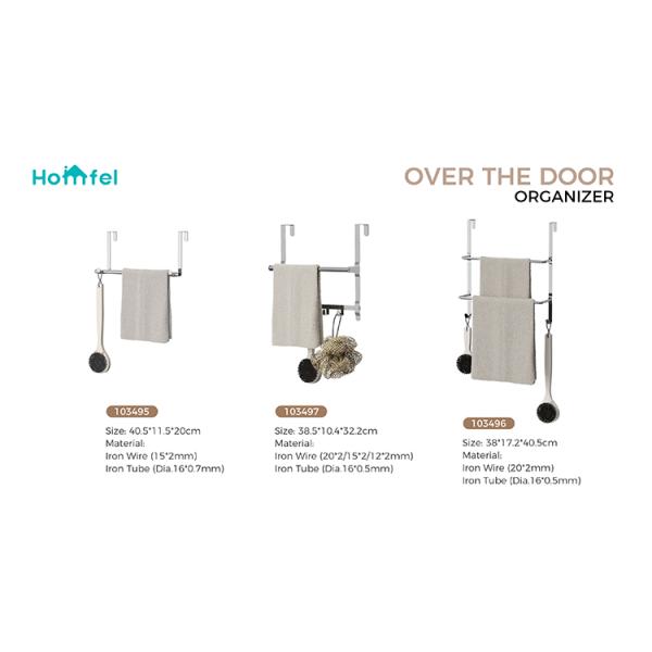 Stainless Steel Over Door Towel Rack With Versatile Functionality 38.5*14.9*48.2cm