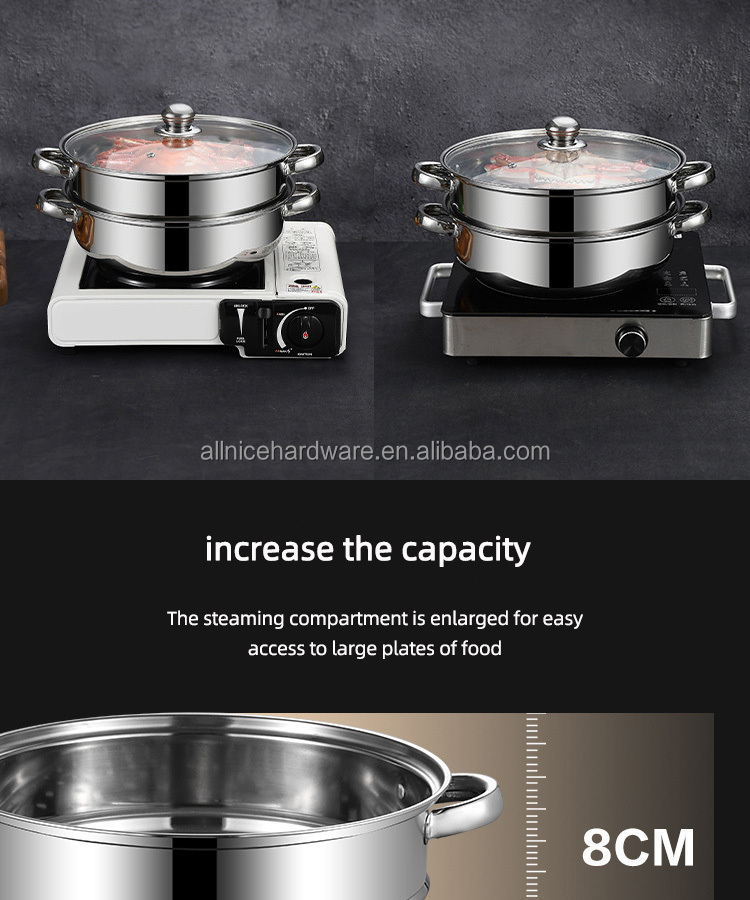 Hot Selling Cookware Cooking Food Steamer Stainless Steel Steamer Pot Kitchen Soup Pot With Steamer