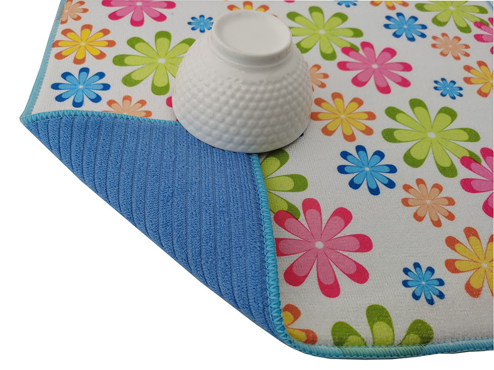 Floral Printing16x18inch Kitchen Mats Microfiber Dish Drying Mats