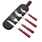 Dorm Room Forks Knives Spoons Set Wooden Handle Japanese Style Cutlery