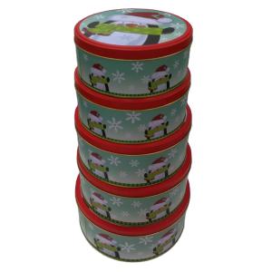 Wholesale Recyclable Christmas Seasonal Metal Cookie Tins With Lids In Set Of 5 from china suppliers