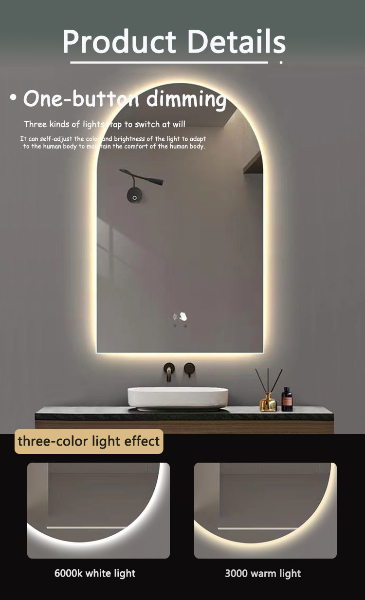 Hotel Home Bathroom Decoration Modern Design Touch Screen Smart Mirror With LED Lights and Sensor Switch