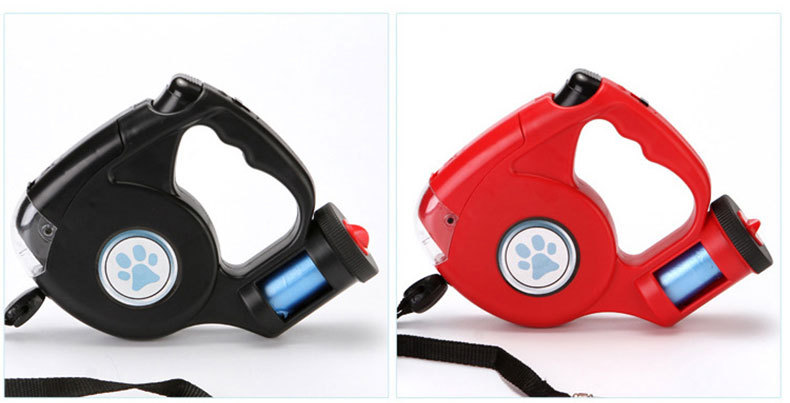 Pet Leash LED Flashlight Retractable Design Garbage Universal Cleaning poop bag