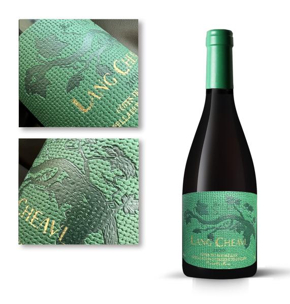 Custom Private Wine Label Black Color Premium Gold Foil Stamping Leather Red