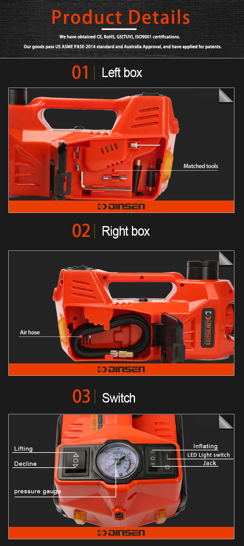 5T Hydraulic Bottle Jack With Pressure Gauge Vehicle Positioning 35L/min
