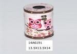 Bathroom Vanity PU Leather Round Wooden Tissue Box