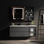 LED Mirror 39in Solid Wood Bathroom Cabinets Water Resistant Vanity