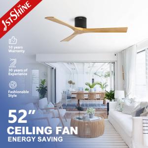 Wholesale Residential Wooden Blades Ceiling Fan with 52 Inch Flush Mounting and Remote Control from china suppliers