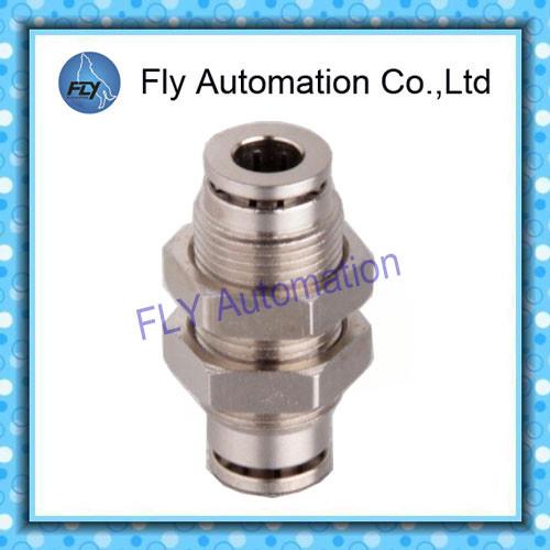 3/8 nickel-plated copper straight bulkhead push-in Pneumatic Tube Fittings PM