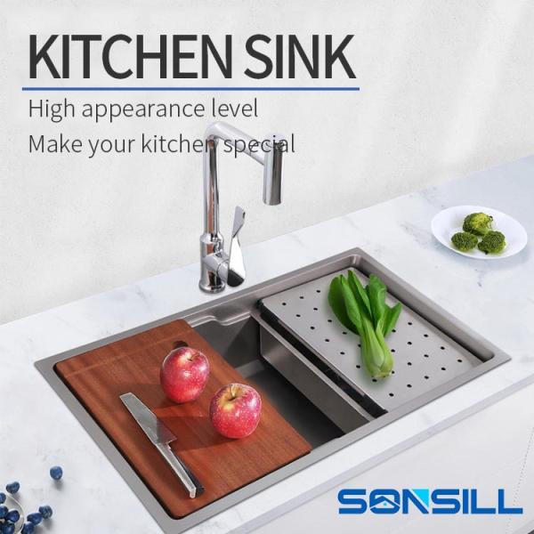 Rectangle Nano Silver Kitchen Sink With Outer Basin Size 700*450mm