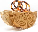 Miuco Womens Bamboo Handbags Handmade Purses Tote Bag