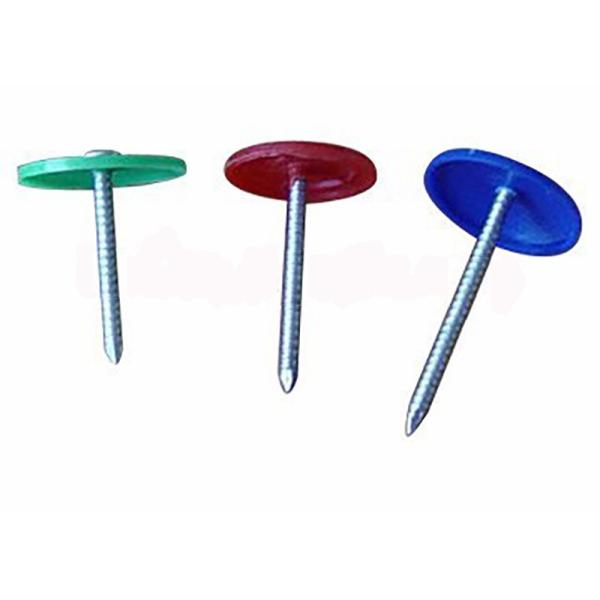 Multi Colored Small Plastic Cap Nails Customized Length Corrosion Resistance