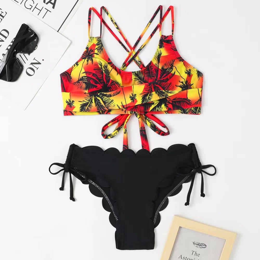 Sexy Chain Swimming Suits Bikini Drawstring Elegant Sexy Bathing Suits For Women pink square shape bikini UPF50++ summer