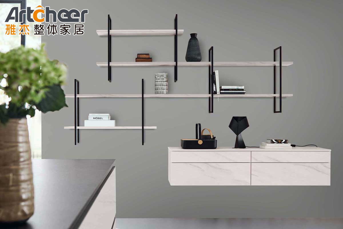 Pull Down Bamboo Design White Color Kitchen Cabinets with PVC Membrane Treatment
