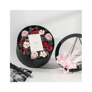 Buy cheap Oilproof Round Cardboard Flower Bouquet Boxes With Clear Lids from wholesalers