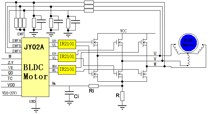 JY02A BLDC Motor Driver IC Blocking Protection With Simple Peripheral Circuit Motor Controller IC