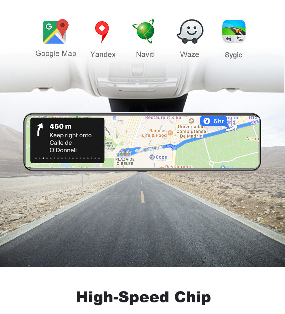 Android 8.1 4G Rearview Mirror 1080P Full Hd Car DVR Vehicle Blackbox 12 Inch Dual Lens