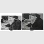 Framed Traditional Black And White Oil Painting Portrait Handmade 50 Cm X 60 Cm