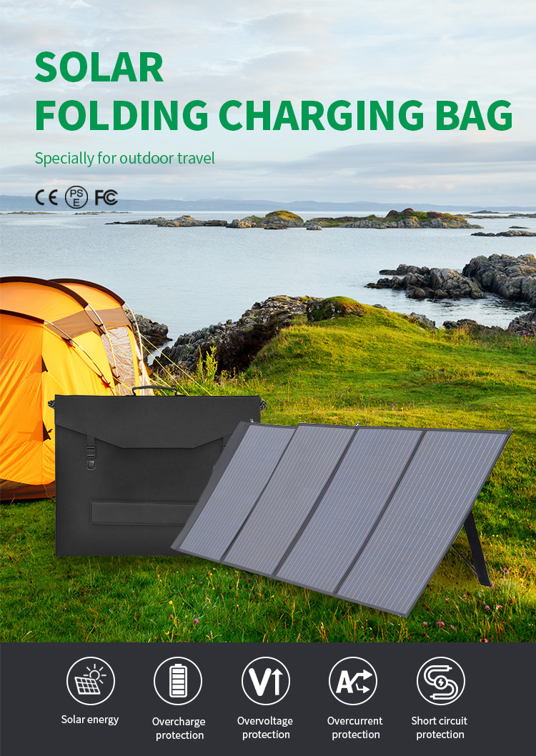200W Foldable Solar Panel With 2 USB Outputs Portable Monocrystalline