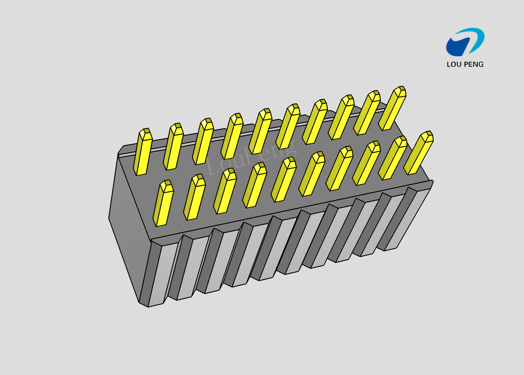 Female header, PCB Mount Receptacle, Vertical, Board-to-Board, 2x10Pin, 0.8mm Pitch, double row, Gold Flash, DIP, 180°