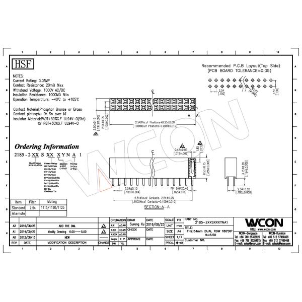 Plastic High 8.5 Double Row 2.54 Female Header Straight Type UL94V-0