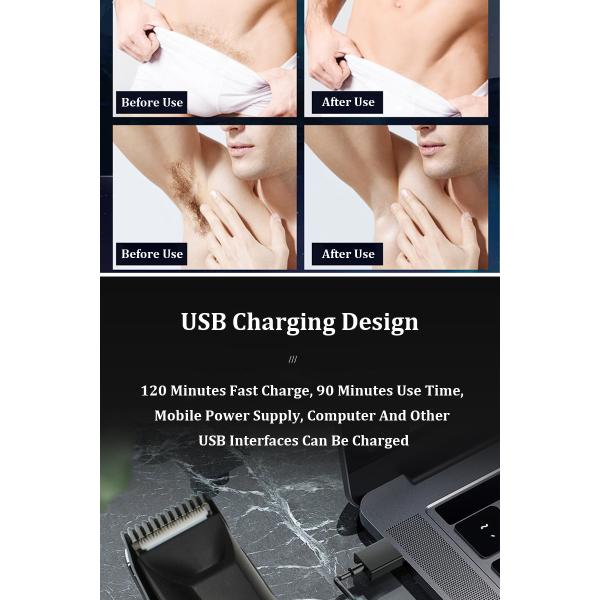 Electric Groin Hair Trimmer IPX4 Waterproof Body Replaceable Ceramic Blade Heads Hair Clipper