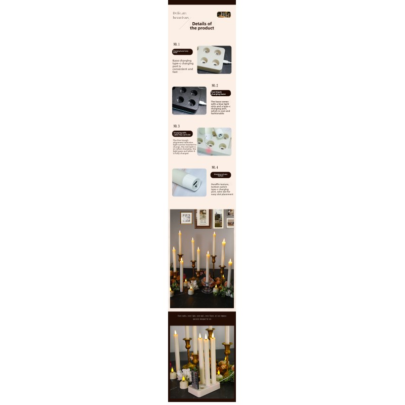 Rechargeable Remote Control Flame-Free LED Candle with Timer and Charging Base for Safe Home Decoration