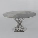Mirrored 48 Round Marble Dining Table For Restaurant And Dining Room