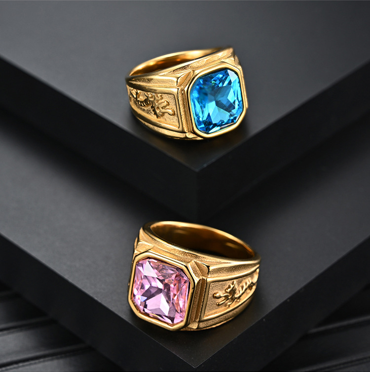 Men 316 Stainless Steel Ring Jewelry Gold Color Plated Customized Size
