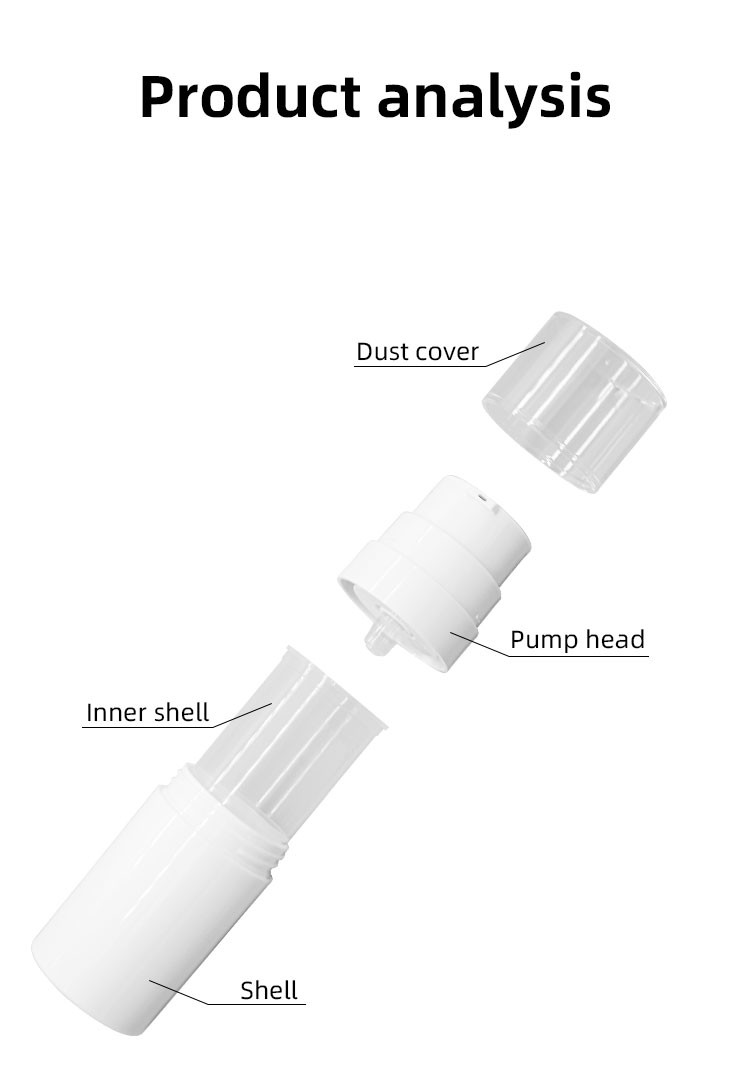 Replaceable PCR PP Vacuum Airless Bottle Baby Sunscreen Cosmetic Packaging 30ml 50ml