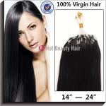 SGS Custom Human Hair Wigs , Black Micro Ring Indian Remy Hair Extensions 16