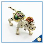 Dog Trinket Box Animal Jewelry Box Metal Pewter Enamel Gift Box Modern Home