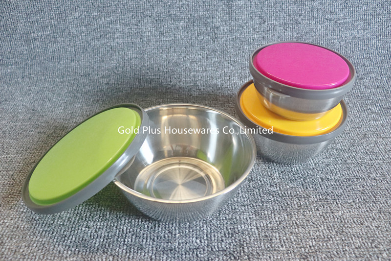 12cm 14cm 16cm Colorful Stainless Steel Mixing Bowl Set With Lid 6pcs
