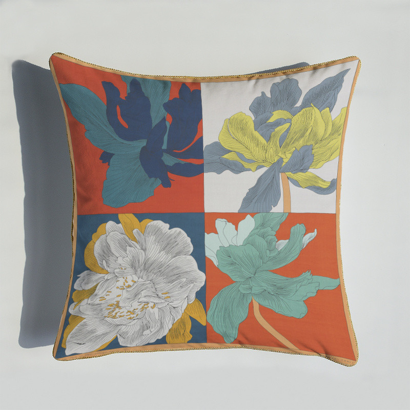 Home Decor Printed Cushion Cover Fashion Luxury Square Jacquard Throw Pillow