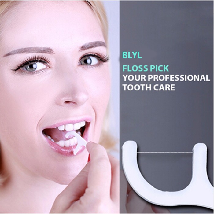 50pcs Oral clean dispossable Waxed Floss Picks Teeth Toothpicks Interdental Brush