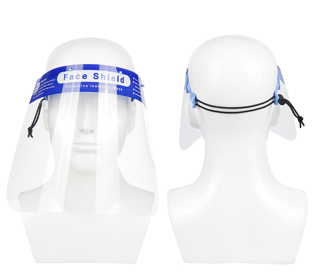 Adjustable Dental Full Face Shield , Custom Logo Plastic Protective Visor Clear Face Shields