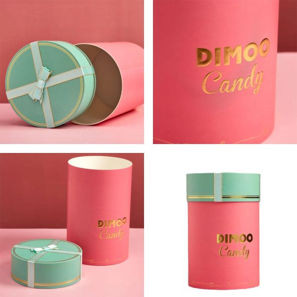 Eco-friendly recycled cylindrical gift boxes, cardboard cylindrical gift boxes, customizable logos.