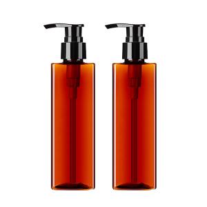 Wholesale Translucent Amber PET Plastic Shampoo Bottles 260ML Square Shape For Men from china suppliers