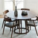 Modern Dining Room Furniture Walnut Solid Wood Frame Round Dining Table with