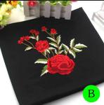 Polyester Embroidered Iron On Patches Appliques With Boutique Rose Flower 19*14