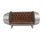Red Leather Aviator Engine Alumium Covered Sofa