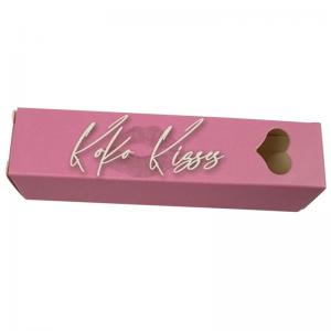 China Luxury Custom Printing Pink Fold Cosmetics Lip Gloss Packaging Lipstick Paper Box With Heart Shape on sale