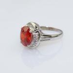 White Gold Plated 925 Silver Jewelry 8mmx10mm Oval Pink Cubic Zircon Ring(R0076)
